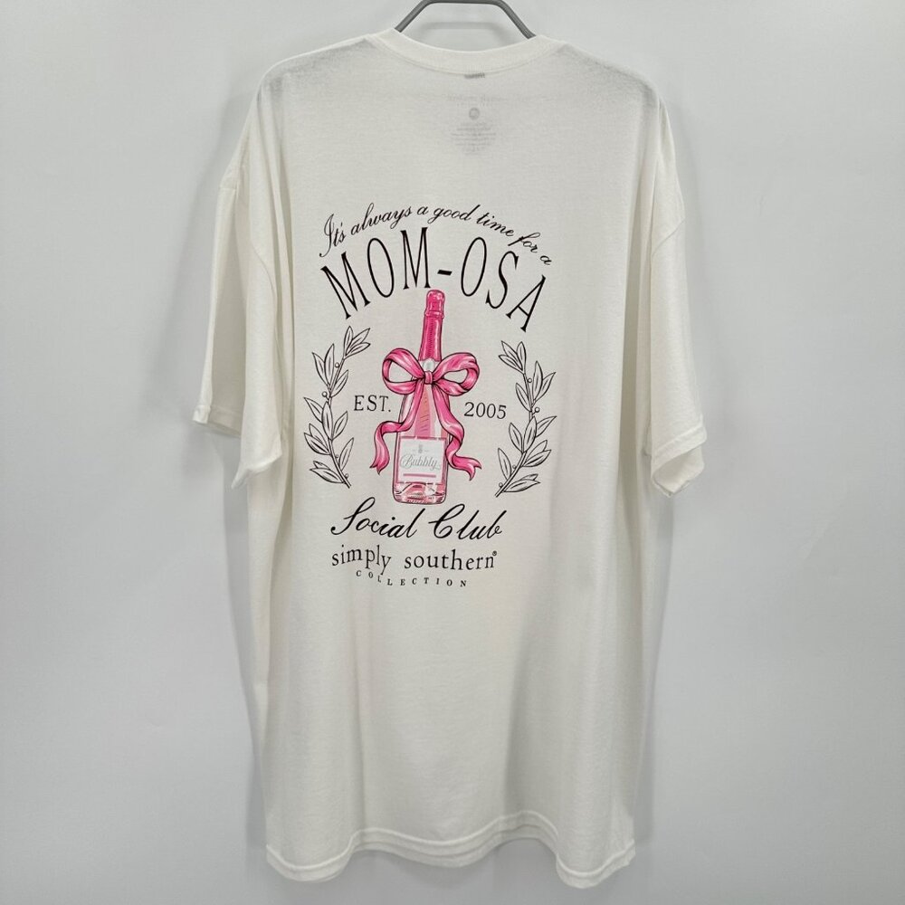Simply Southern Short Sleeve T-Shirt sz 2XL White Mom-osa Tee NWT